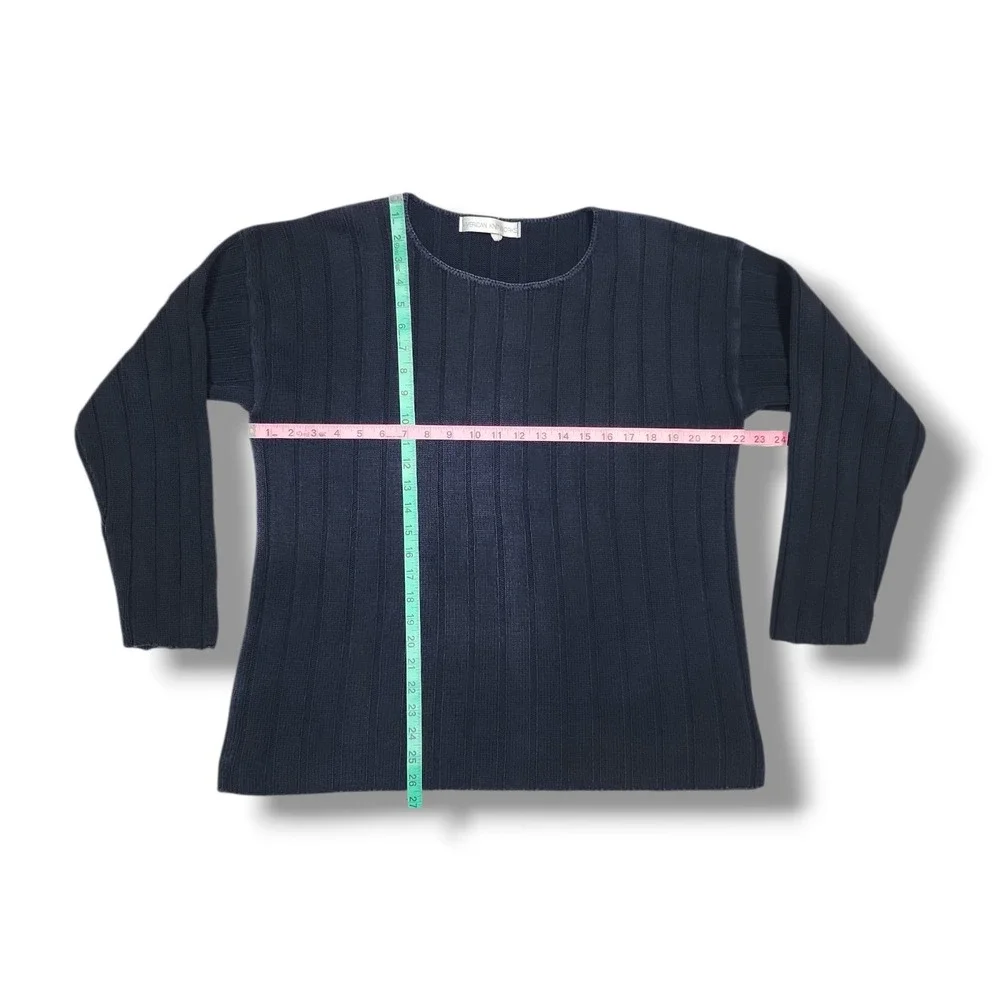 Vintage AMERICAN KNITWORKS Pullover Fall Retro Knit Black Sweater‎ Women's L
